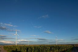 Wind turbines, Biebelried, Lower Franconia, Bavaria, Germany