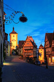 Ploenlein with Siebers Tower and Kobolzeller Tower, Rothenburg ob der Tauber, Franconia, Bavaria, Germany