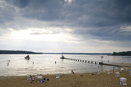 Wannsee lido under clouded sky, Berlin, Germany, Europe