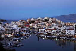 Hafen am Abend, Voulismeni-See, Agios Nikolaos, Lasithi, Kreta, Griechenland