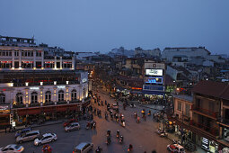 Busy old town in the evening, Hanoi, Bac Bo, Vietnam