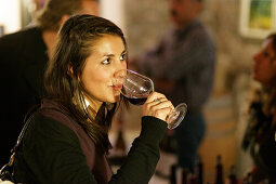 Woman Wine tasting, La Morra, Langhe, Piedmont, Italy