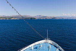 Bow of cruiseship MS Delphin approaching the coastline, Dubrovnik, Croatia, Europe