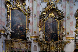 Paintings at Ettal minster, Benedictine monastry, Ettal, Bavaria, Germany, Europe