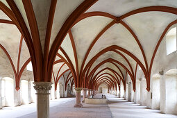 Mönchsdormitorium im Kloster Eberbach, einem ehemaligem Zisterzienserkloster in Eltville am Rhein, Rheingau, Hessen, Deutschland, Europa