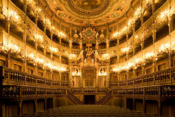 Interior view of Margrave's Opera House, a Baroque opera house, Bayreuth, Bavaria, Germany, Europe