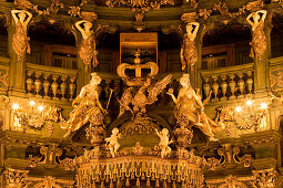 Interior view of Margrave's Opera House, a Baroque opera house, Bayreuth, Bavaria, Germany, Europe