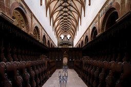 Gothic choir stalls at Maulbronn monastery, Cistercian monastery, Baden-Württemberg, Germany, Europe