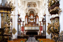 Orgel im Kloster Neuzelle (Nova Cella), eine ehemalige Zisterzienserabtei, bei Eisenhüttenstadt, Niederlausitz, Brandenburg, Deutschland, Europa