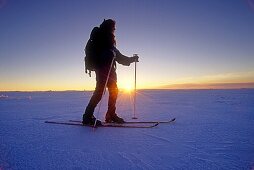 Tracey Weber, backcountry skiing on Deadline Ridge high in the Goose Creek Mountains of southern Idaho