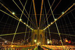 Brooklyn Bridge in der Nacht, New York City, New York, USA, Nordamerika, Amerika