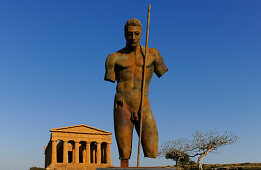 Sculpture by Igor Mitoraj, Daedalus, Concordia temple, Valle dei Templi, Agrigento, Sicily, Italy