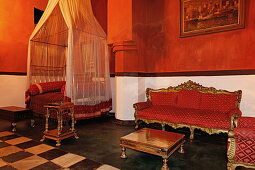 Deserted lobby of the 236 Hurumzi hotel, Stonetown, Zanzibar City, Zanzibar, Tanzania, Africa