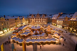 Christmas market in market square, Coburg, Franconia, Bavaria, Germany