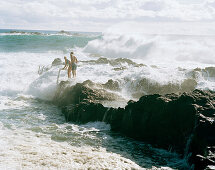 Surf and cliffs, Mosteiros, Sao Miguel island, Azores, Portugal