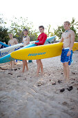 Teen members of the Arcadian Surf Life Saving Club at Alma Bay, eastcoast of Magnetic island, Great Barrier Reef Marine Park, UNESCO World Heritage Site, Queensland, Australia