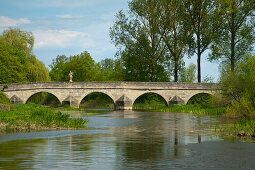 Bridge crossing the Altmühl river, Ornbau, Altmühl valley, Franconia, Bavaria, Germany, Europe