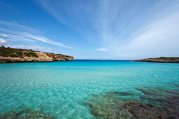 Idyllic bay in the sunlight, Cala Varques, Mallorca, Balearic Islands, Spain, Europe