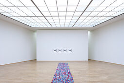 MMK Museum für Moderne Kunst, Installationsansicht: Felix Gonzalez-Torres. Vordergrund: Untitled” (USA Today), 1990, Wand: Untitled” (Natural History), 1990, Ebene 3, Frankfurt am Main, Hessen, Deutschland, Europa