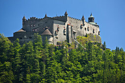Festung Hohenwerfen im Sonnenlicht, Werfen, Salzburg, Österreich, Europa