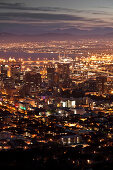 View from Signal Hill onto at night, Cape Town, Western Cape, South Africa