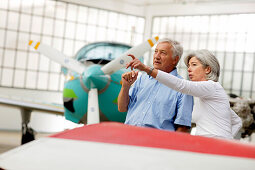 Visitors in the Aviation Museum, Deutsches Museum, German Museum, Oberschleißheim, Munich, Bavaria, Germany