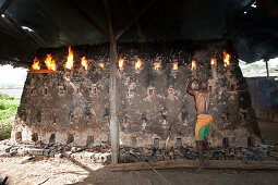 Brick Burner in Brick factory at Wamena, Baliem Valley, West Papua, Indonesia