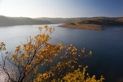 Blick über den Rurstausee im Herbst, Nationalpark Eifel, Nordrhein-Westfalen, Deutschland, Europa