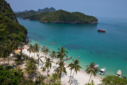 Sandy beach with palm trees at Angthong National Marine Park nea, Surat Thani Province, Thailand, Asia