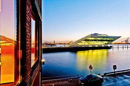 Dockland at dusk, modern architecture in the Hafencity of Hamburg, Germany