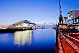 Dockland at dusk, modern architecture in Hafencity, Hamburg, Germany