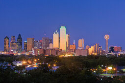 Downtown Dallas Skyline at Dusk, Dallas, Texas, USA