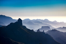 View from Cruz de Tejeda onto the  Roque Bentayga, Gran Canaria, Canary Islands, Spain