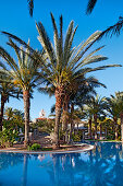 Pool des Grand Hotel Costa unter blauem Himmel, Meloneras, Maspalomas, Gran Canaria, Kanarische Inseln, Spanien, Europa