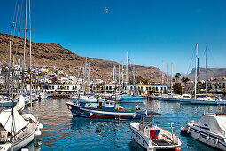 Harbour in the sunlight, Puerto de Mogan, Gran Canaria, Canary Islands, Spain, Europe