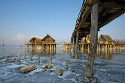 Stilt houses in the open-air museum, Unteruhldingen, Lake Constance, Baden-Wurttemberg, Germany