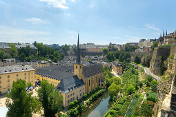 Neumuenster abbey with Alzette valley, Luxemburg, Luxembourg, Europe