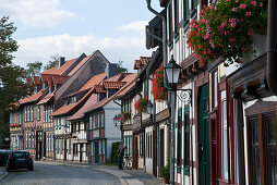 Pfarrstrasse, timber framed houses, old town, Wernigerode, Harz, Saxony-Anhalt, Germany