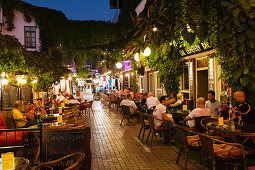 Bar and restaurant in the bazaar in the Old Town of Fethiye, lycian coast, Mediterranean Sea, Turkey