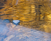 Ice structures and patterns on a frozen lake, Spiegelsee, Schladminger Tauern, Styria, Austria