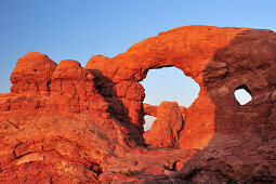 Sunset at Turret Arch, Window Section, Arches National Park, Moab, Utah, Southwest, USA, America