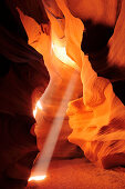 Sunbeams falling in colourful sandstone slot canyon, Upper Antelope Canyon, Antelope Canyon, Page, Arizona, Southwest, USA, America