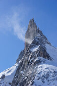 Schneefahnen vor Kleiner Turm, Drei Türme, Rätikon, Montafon, Vorarlberg, Österreich