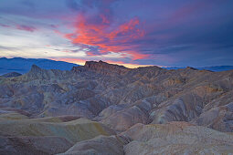 Zabriskie Point at Death Valley in the evening, Panamint Mountains, Death Valley National Park, California, USA, America