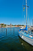 harbour and view to the old city of Flensburg, Flensburg Fjord, Baltic Sea, Schleswig-Holstein, Germany