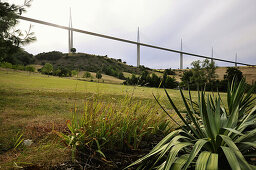 Motorway bridge in idyllic landscape, Languedoc, France, Europe