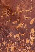 Newspaper Rock, 2000 years of carvings made by passing settlers and travelers, National Historic Site, Utah, USA, America