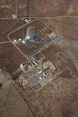 Aerial view of the Plataforma Solar research center, research facility Plataforma Solar, PSA, near Almeria, Andalucia, Spain