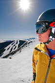Elijah Weber skiing on Bald Mountain at Sun Valley Resort near the city of Ketchum in central Idaho