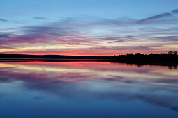 Lake Krakower See at sunset, Mecklenburg Lake District, Mecklenburg Western Pomerania, Germany, Europe